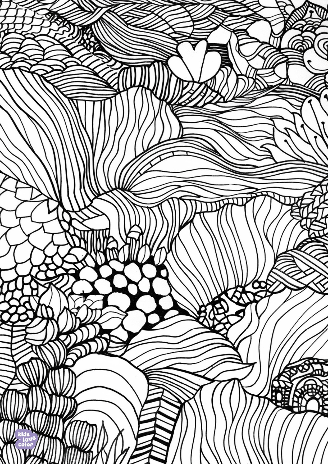 Gratis kleurplaat abstract zentangle golven