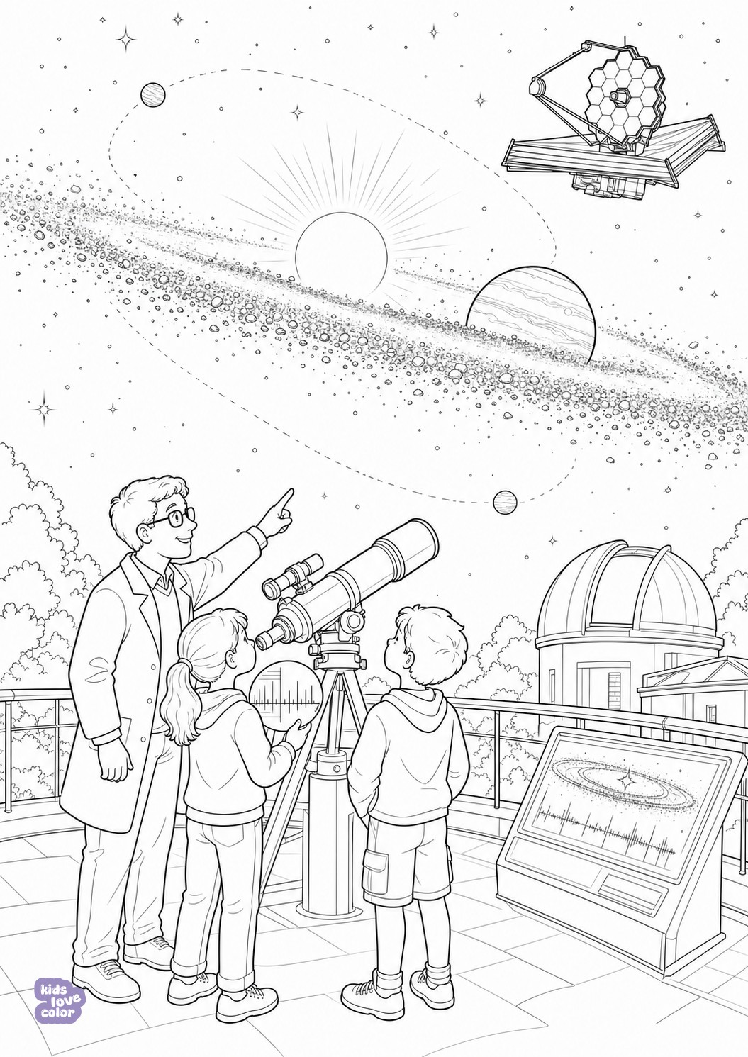 Gratis kleurplaat kinderen ontdekken de verborgen planeet beta pictoris d – kinderen