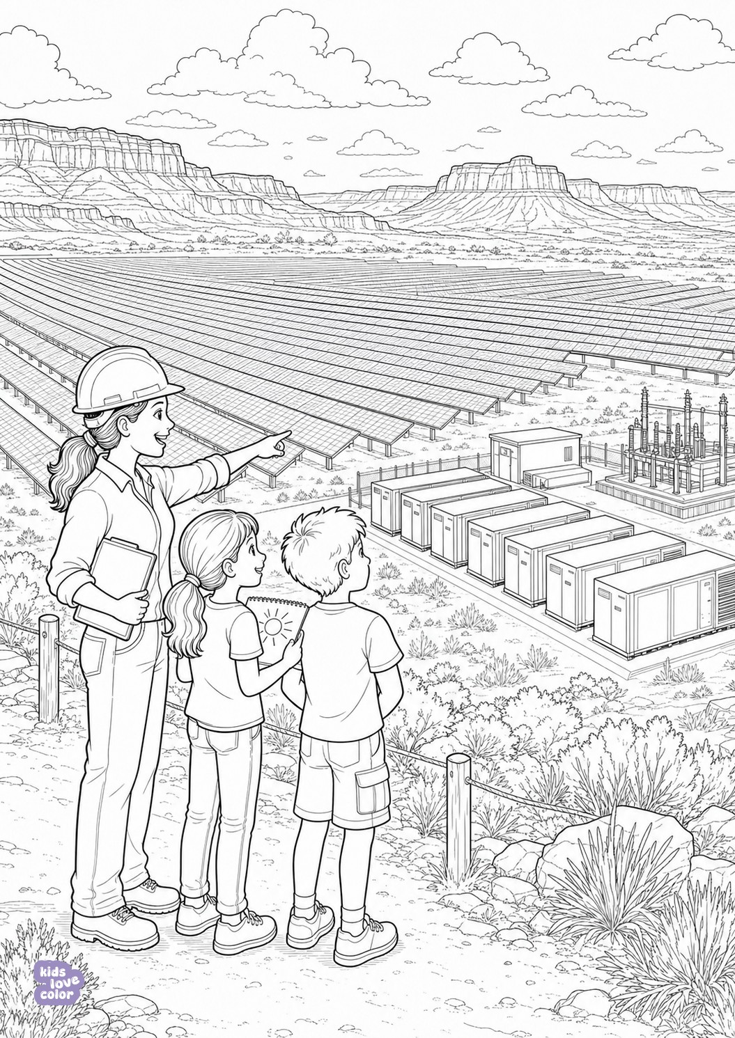 Gratis kleurplaat bijna een miljoen zonnepanelen in de woestijn van utah – kinderen