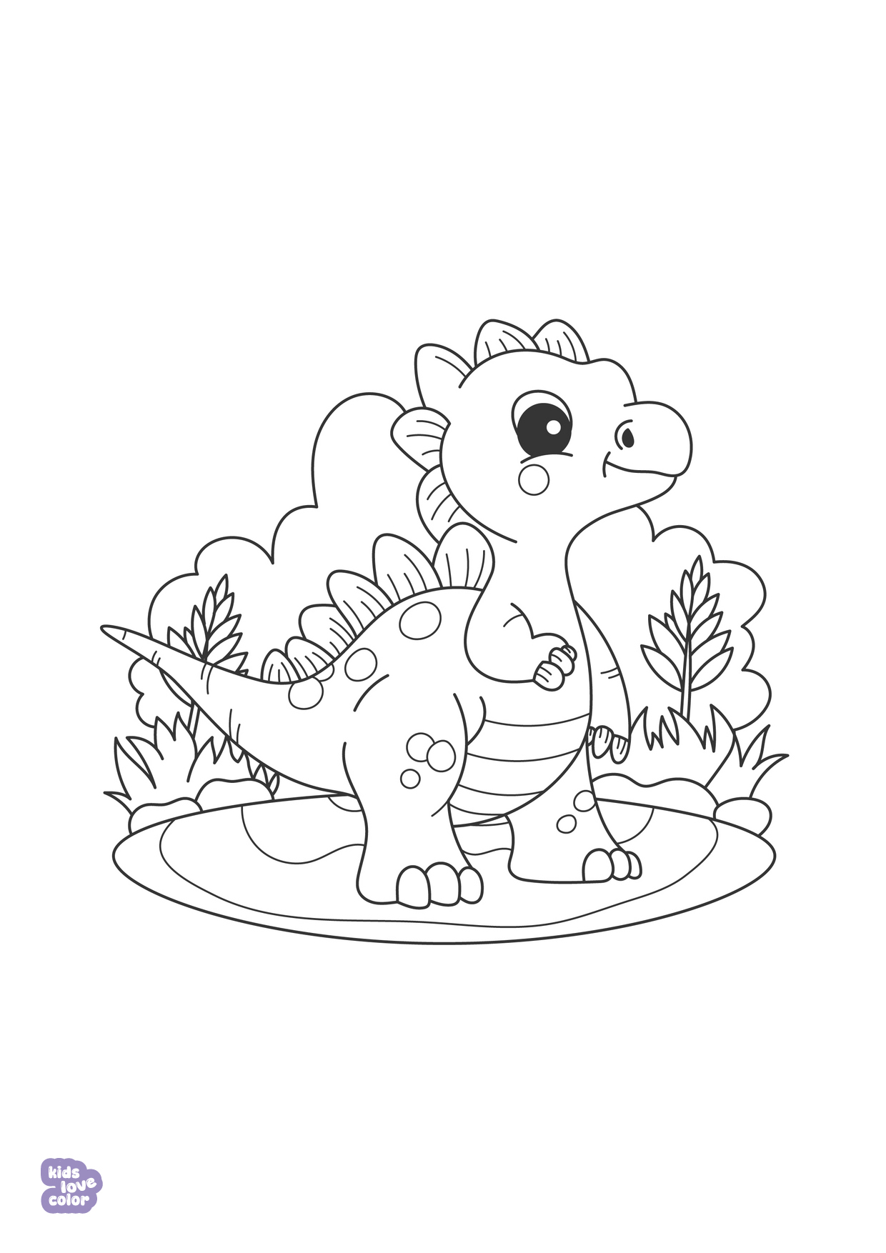 Kleurplaat van een baby stegosaurus