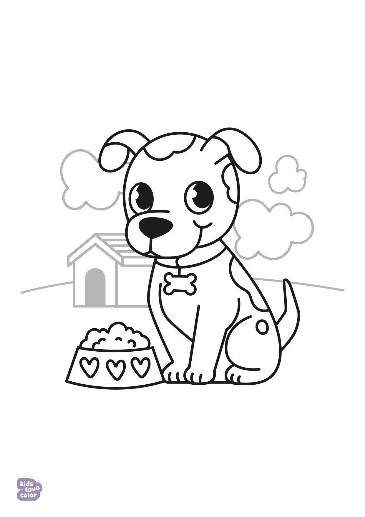 Gratis kleurplaat schattige pup – kinderen