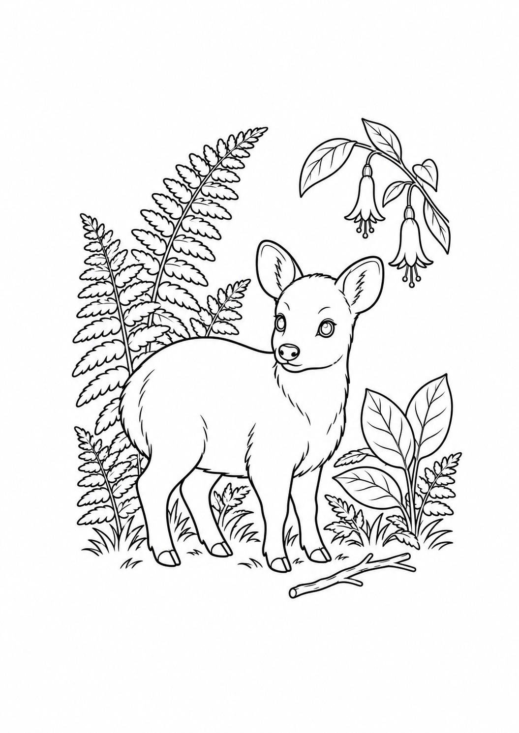 Kleurplaat: Pudú in het Chileense Lentebos
