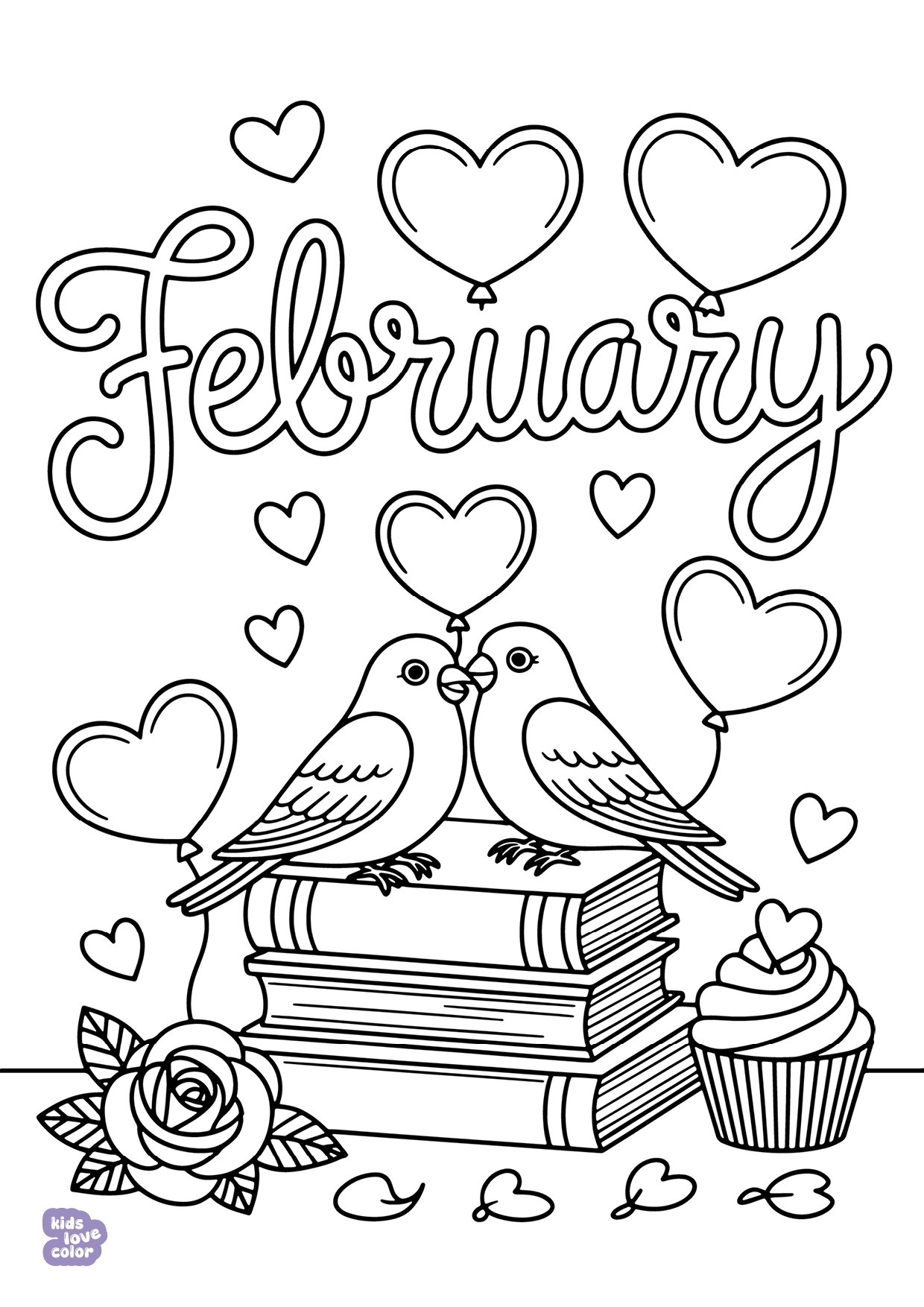 Gratis kleurplaat valentijn lovebirds – kinderen