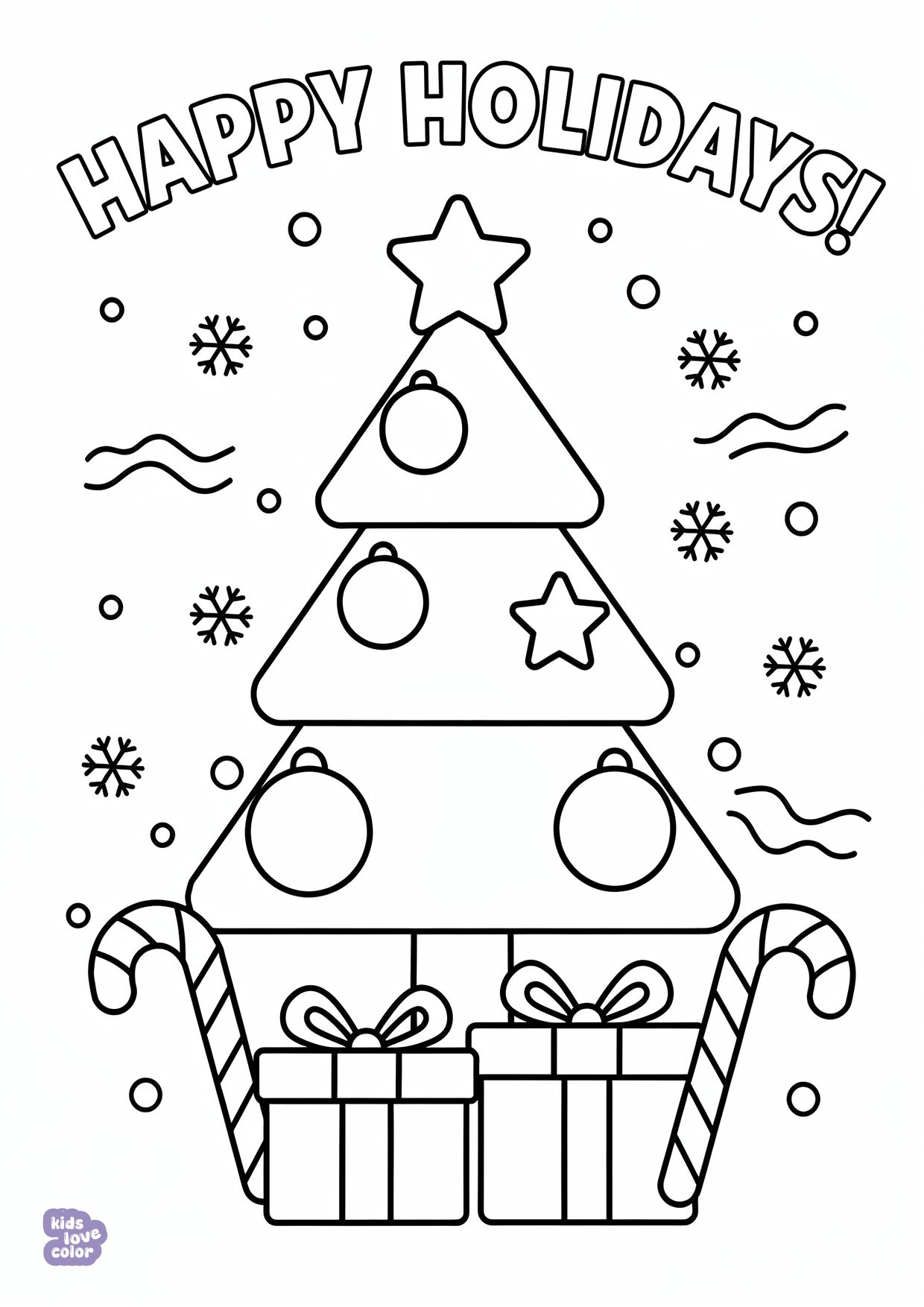 Gratis kleurplaat kerstboom met kerstballen – kinderen