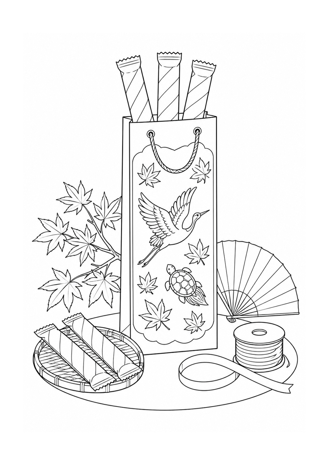 Kleurplaat: Chitose-Ame-Geschenktas voor Shichi-Go-San