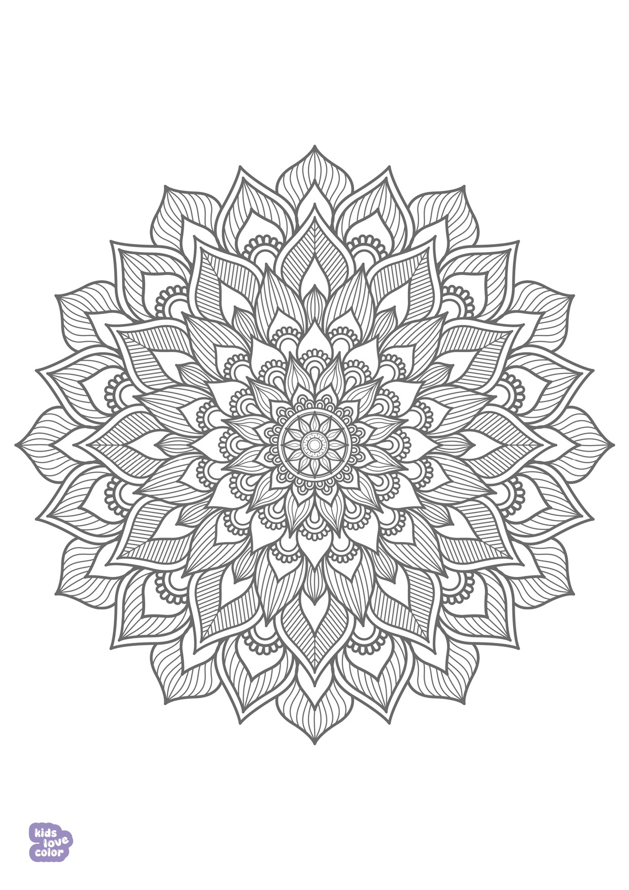 Gratis kleurplaat bloemen mandala – kinderen