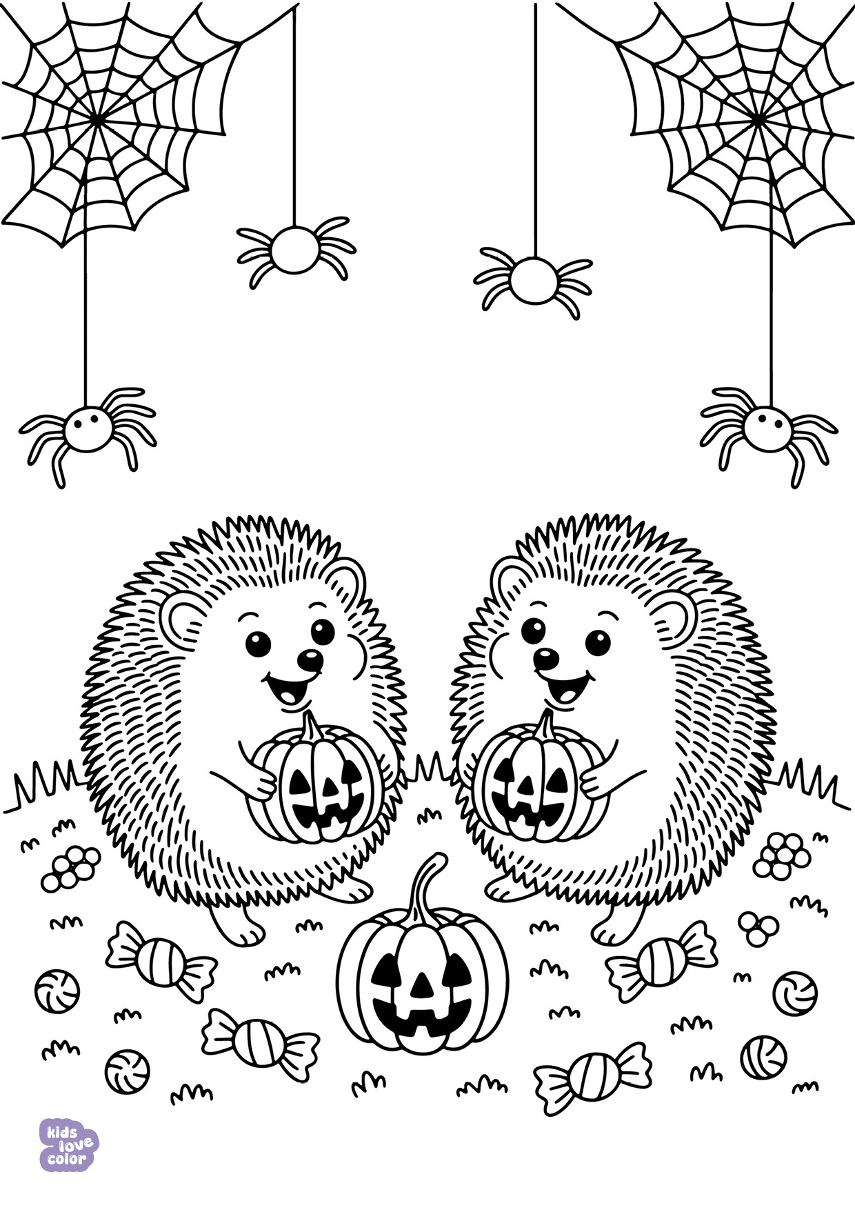 Gratis kleurplaat halloween egels – kinderen