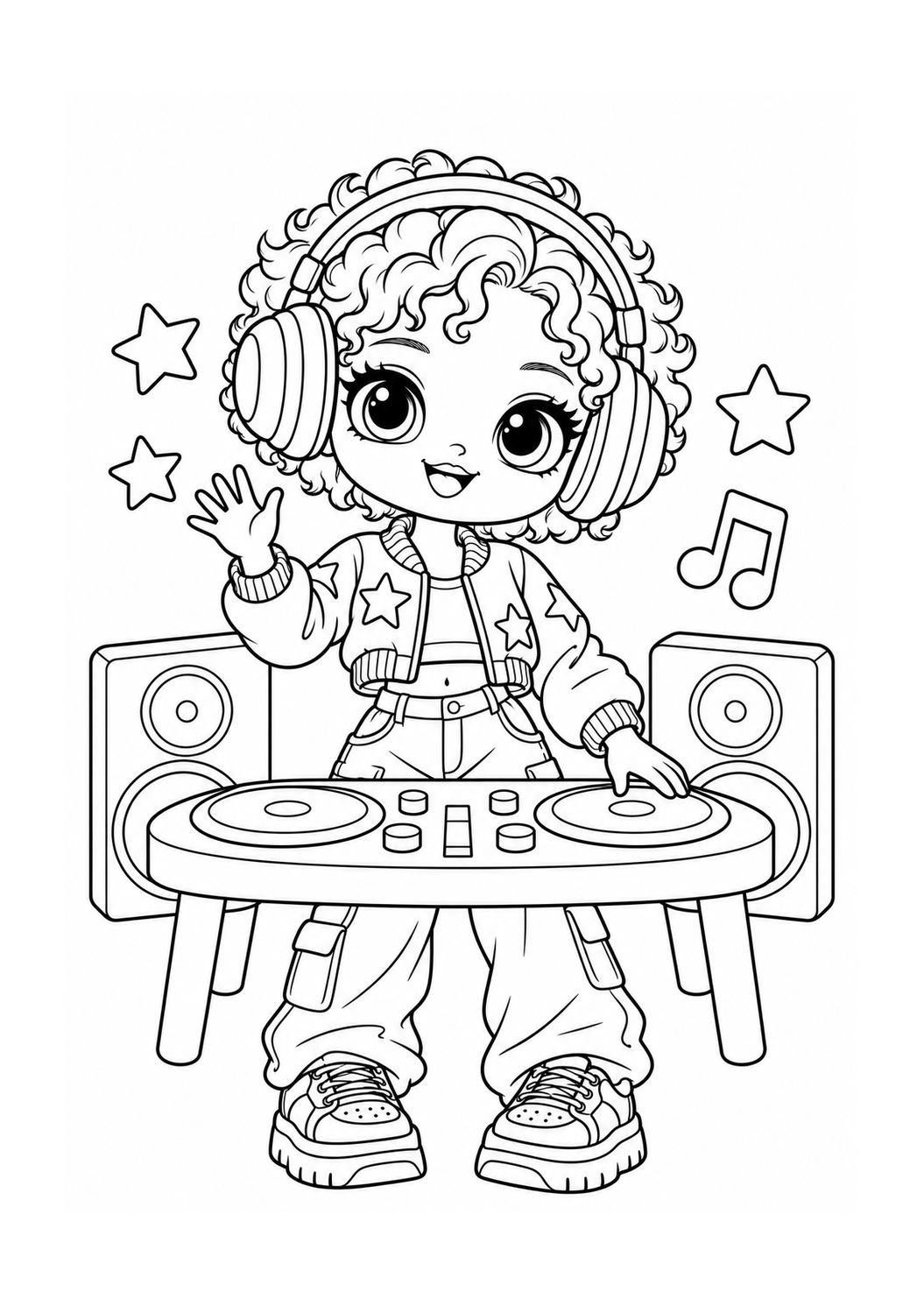 Kleurplaat: Surprise-Minipop als Sterren-Dj
