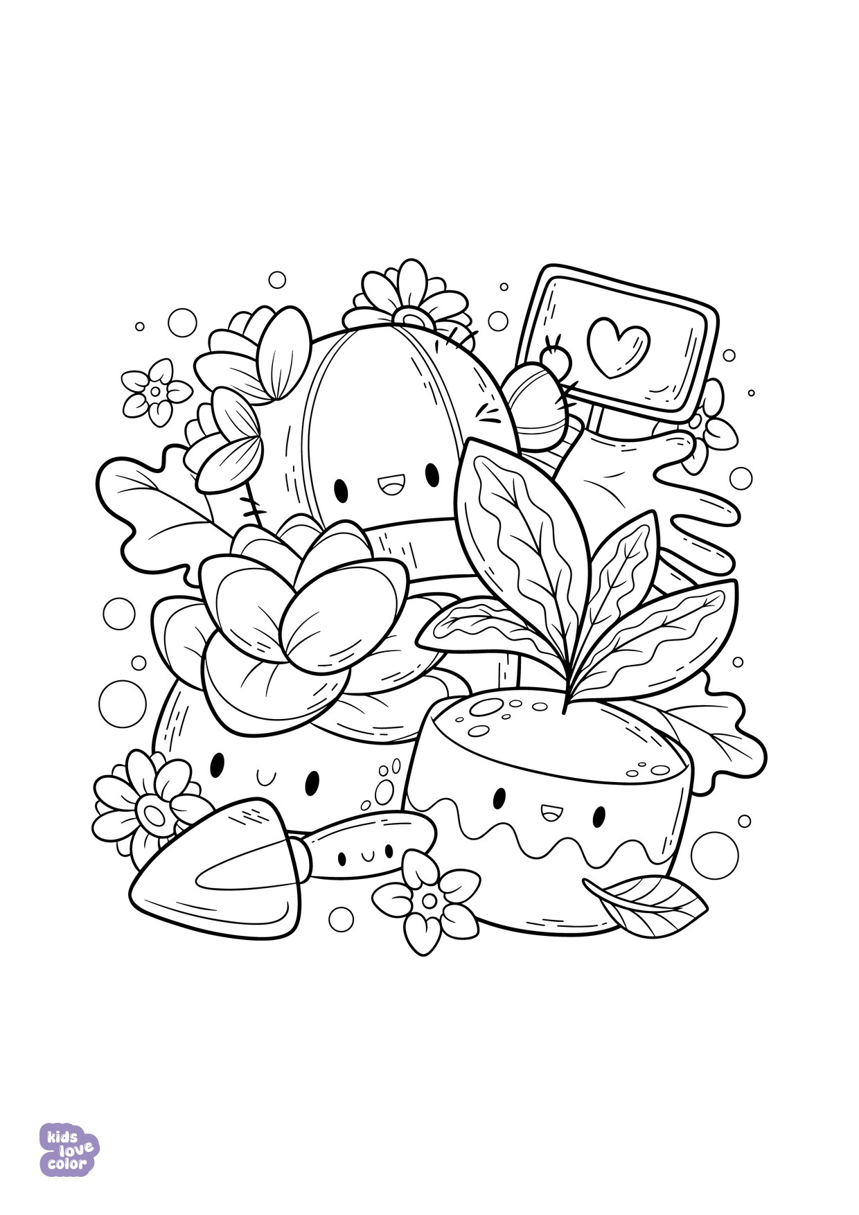 Gratis kawaii kleurplaat plantjes – kinderen