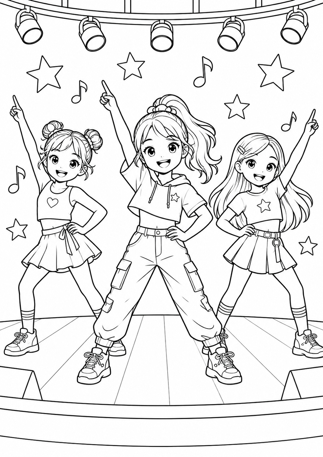 Kleurplaat: K-pop Dansvriendinnen