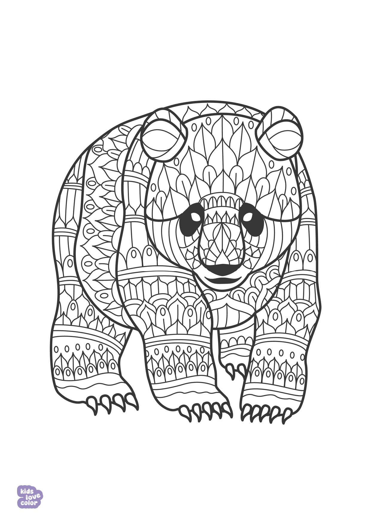 Gratis kleurplaat panda mandala – kinderen