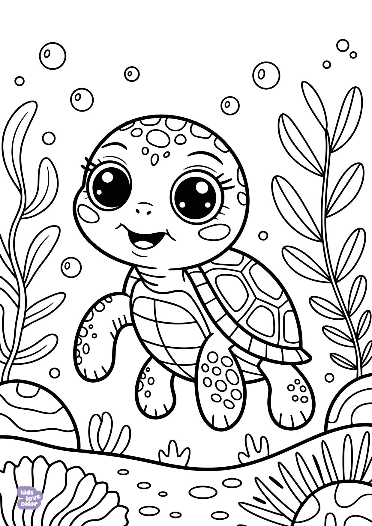 Gratis kleurplaat zeeschildpad – kinderen