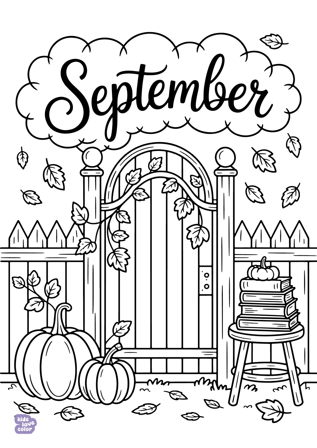 Gratis kleurplaat september tuin – kinderen
