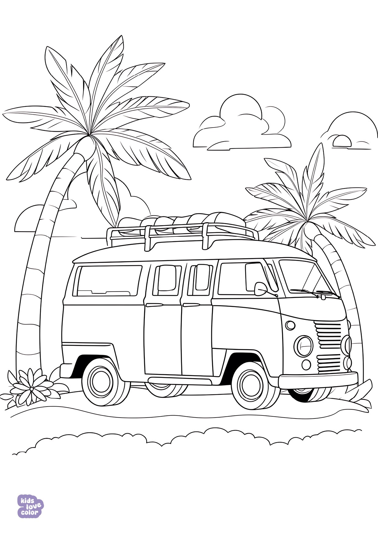 Gratis kleurplaat zomer reisbus – kinderen