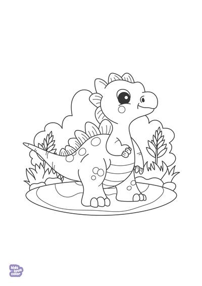 Gratis kleurplaat baby stegosaurus – kinderen