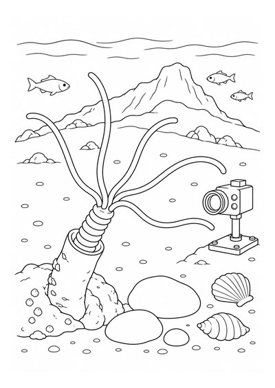 Spaghettiworm bij een onderzeese berg