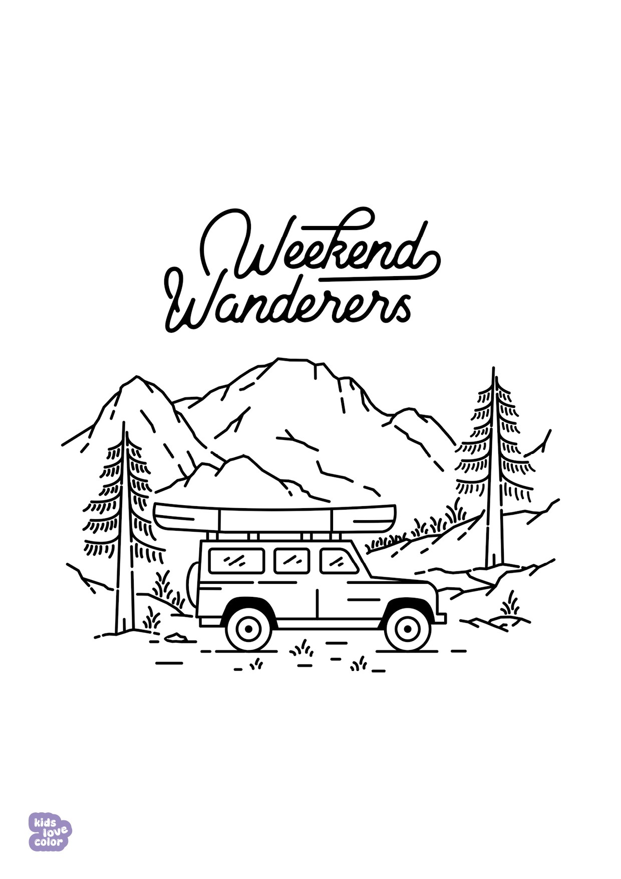 Gratis kleurplaat weekend avonturiers camper – kinderen